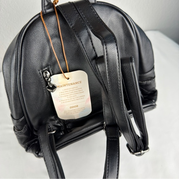 NWT ECOSUSI Mini Backpack Women PU Leather Black Backpack - Picture 6 of 10